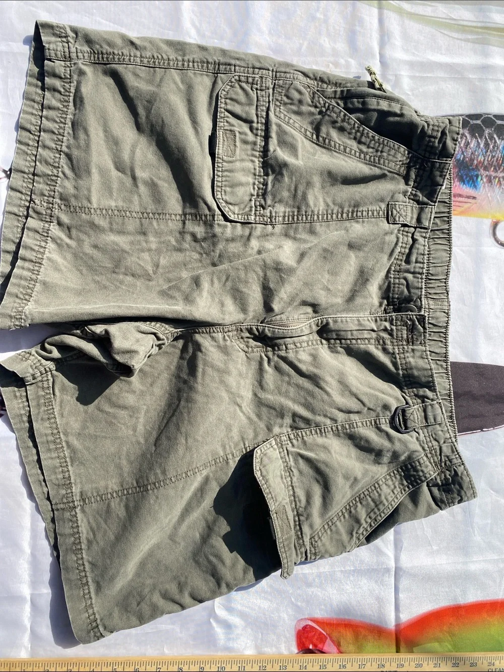 Wrangler Men's 42 Green Canvas Cargo Utility Shorts 100% Cotton